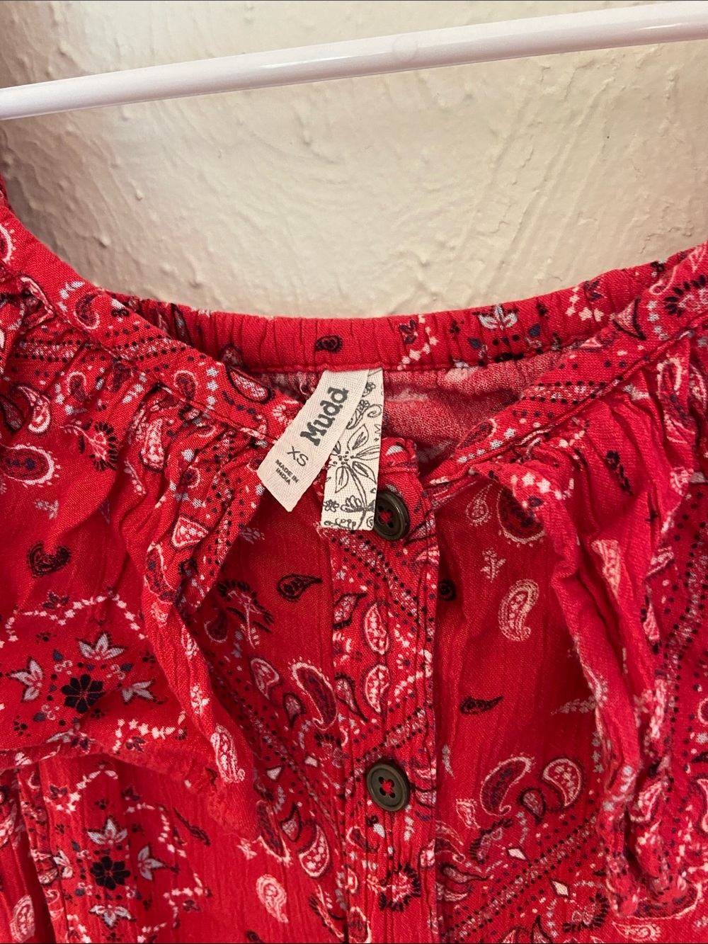 Mudd Red Paisley Ruffle Mini Dress - Picture 2 of 4